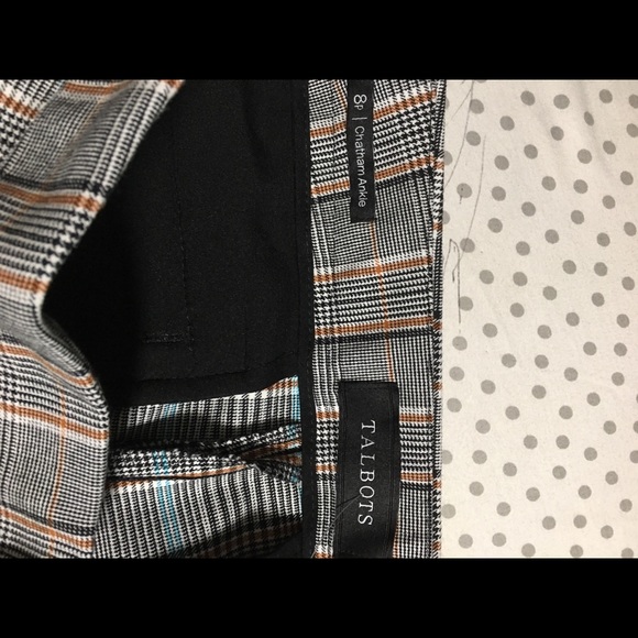 Chatham slim leg ankle length pants 8P Sits at waist Talbots plaid office NWT - Picture 9 of 14